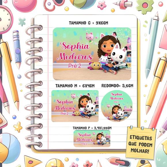 Kit Etiquetas Escolares Casa Mágica da Gabby 79 Unidades