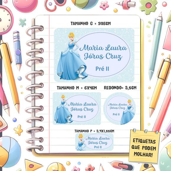 Kit Etiquetas Escolares Cinderela 79 Unidades