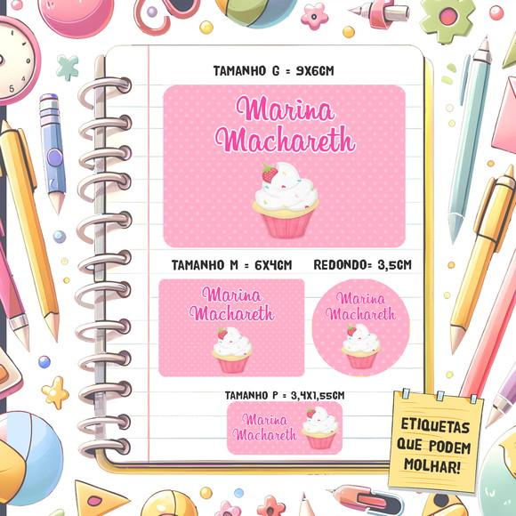 Kit Etiquetas Escolares Cupcake 79 Unidades