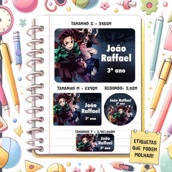 Kit Etiquetas Escolares Damon Slayer 79 Unidades