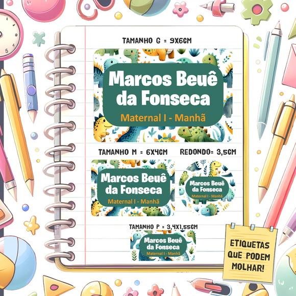 Kit Etiquetas Escolares Dinossauros 79 Unidades