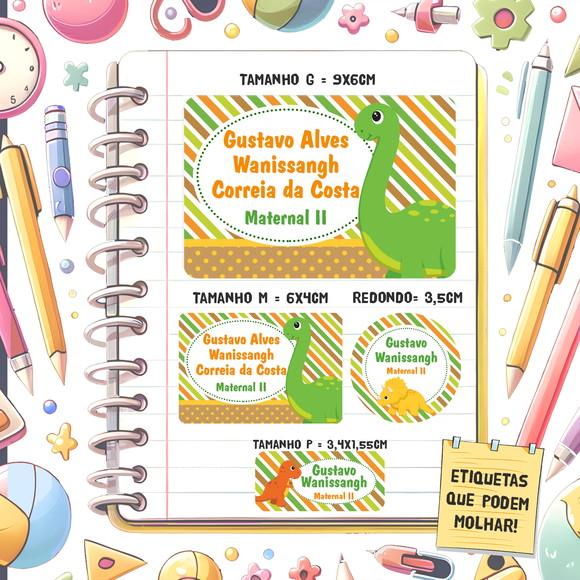 Kit Etiquetas Escolares Dinossauros Baby 79 Unidades