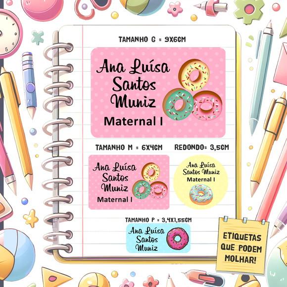 Kit Etiquetas Escolares Donuts 79 Unidades