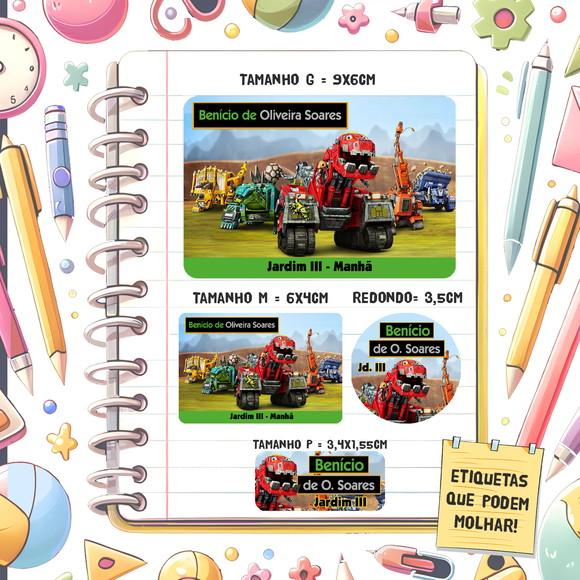Kit Etiquetas Escolares Dinotrux 79 Unidades