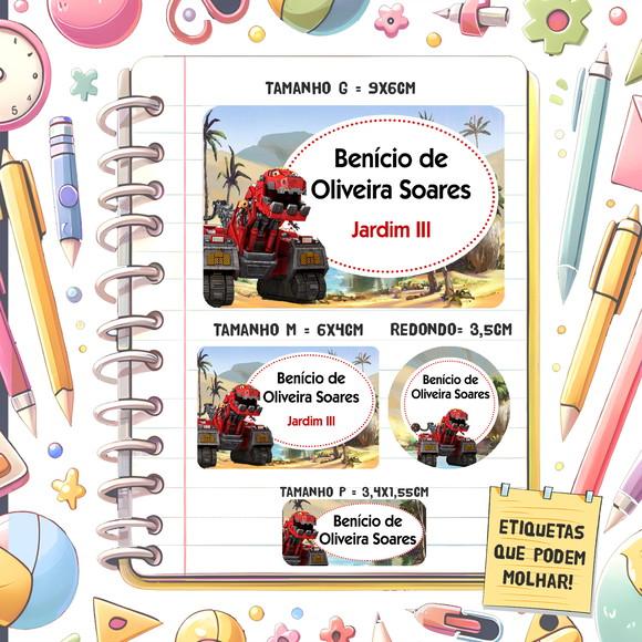 Kit Etiquetas Escolares Dinotrux 79 Unidades
