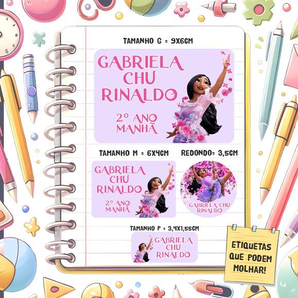 Kit Etiquetas Escolares Encanto Isabela 79 Unidades