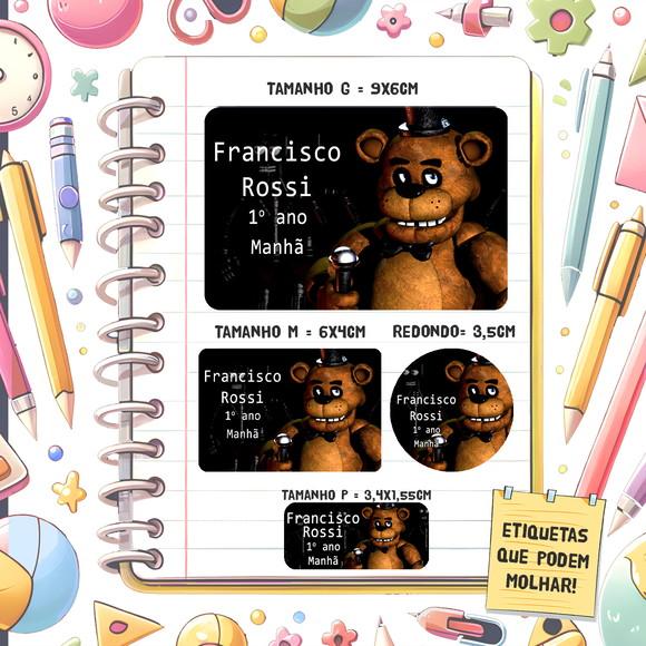 Kit Etiquetas Escolares Five Nigths At Freddys 79 Unidades
