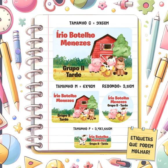 Kit Etiquetas Escolares Fazendinha 79 Unidades