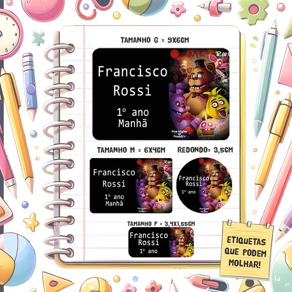 Kit Etiquetas Escolares Five Nigths At Freddys 79 Unidades