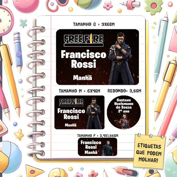 Kit Etiquetas Escolares Free Fire 79 Unidades