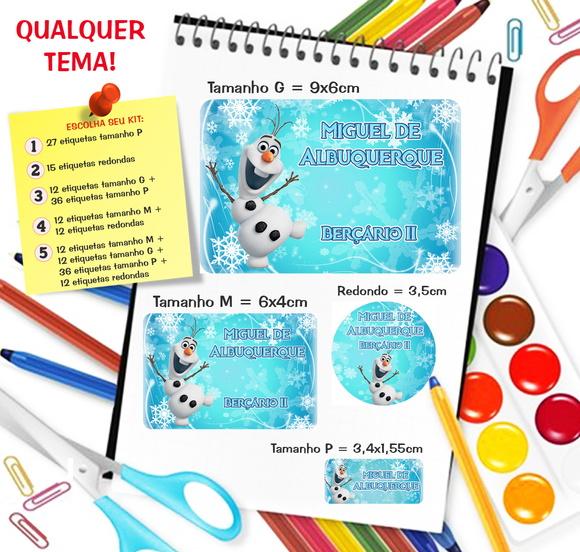 Kit Etiquetas Escolares Frozen 79 Unidades