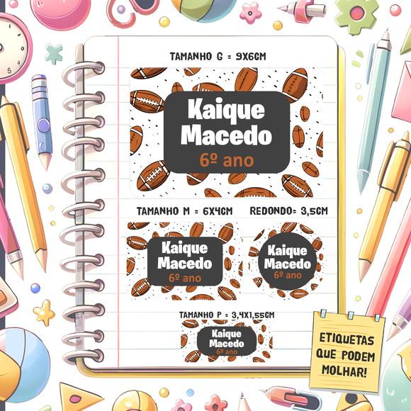 Kit Etiquetas Escolares Futebol Americano 79 Unidades