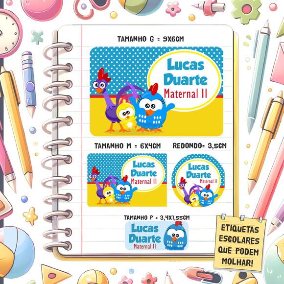 Kit Etiquetas Escolares Galinha Pintadinha Mini 79 Unidades