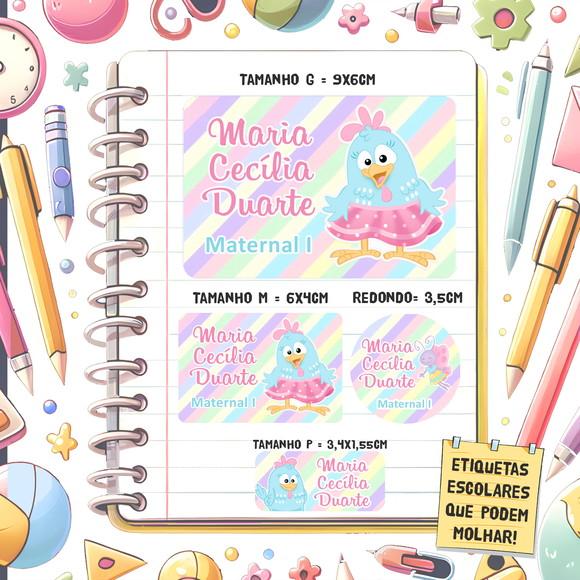Kit Etiquetas Escolares Galinha Pintadinha Candy 79 Unidades