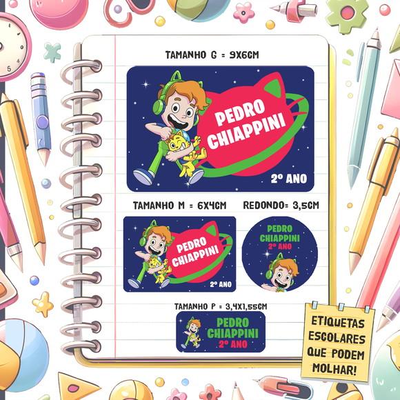 Kit Etiquetas Escolares Gato Galático 79 Unidades