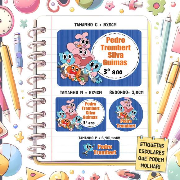 Kit Etiquetas Escolares Gumball 79 Unidades