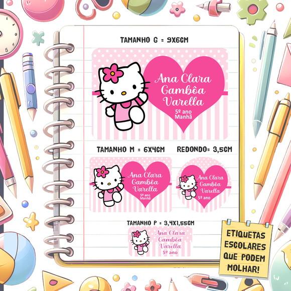 Kit Etiquetas Escolares Hello Kitty Rosa 79 Unidades