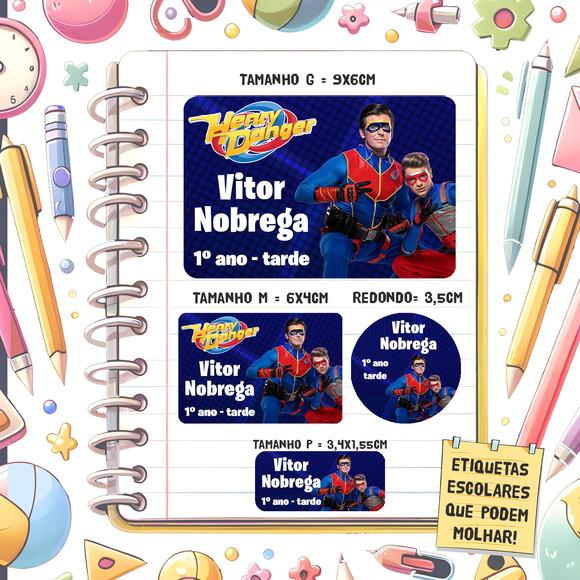 Kit Etiquetas Escolares Henry Danger 79 Unidades