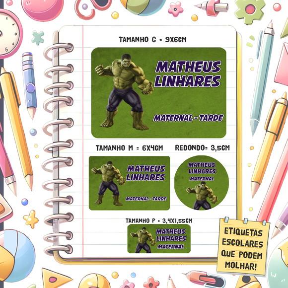 Kit Etiquetas Escolares Hulk 79 Unidades