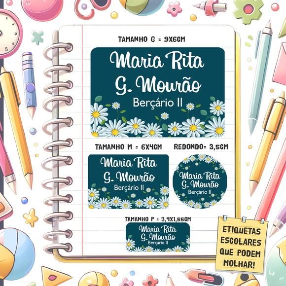 Kit Etiquetas Escolares Jardim das Margaridas 79 Unidades