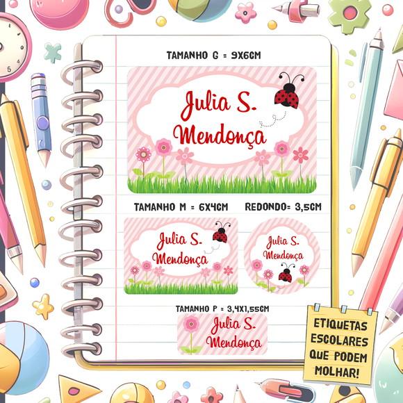 Kit Etiquetas Escolares Jardim Joaninha 79 Unidades