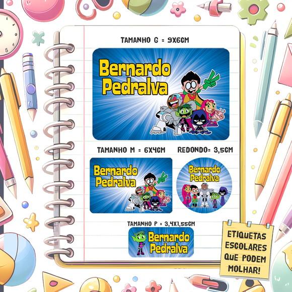 Kit Etiquetas Escolares Jovens Titãs 79 Unidades