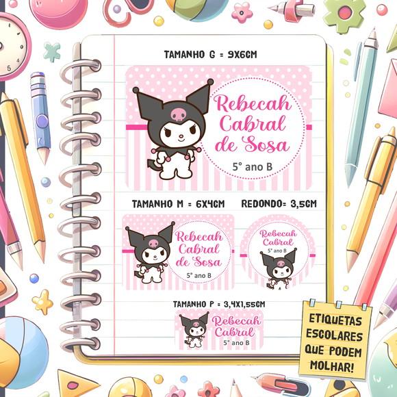 Kit Etiquetas Escolares Kuromi 79 Unidades