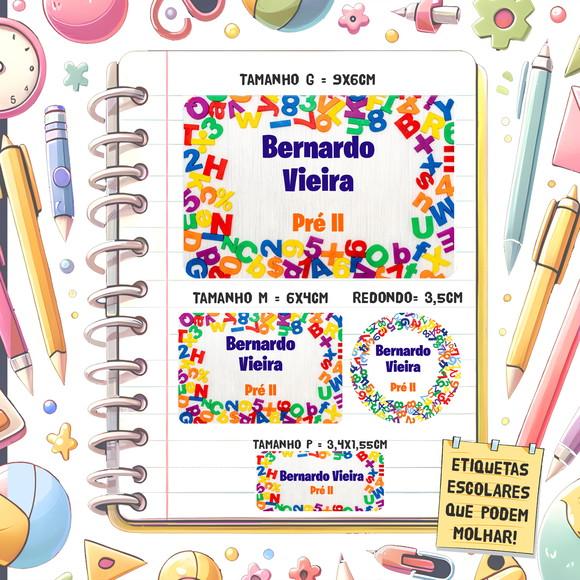 Kit Etiquetas Escolares Letras e Números 79 Unidades