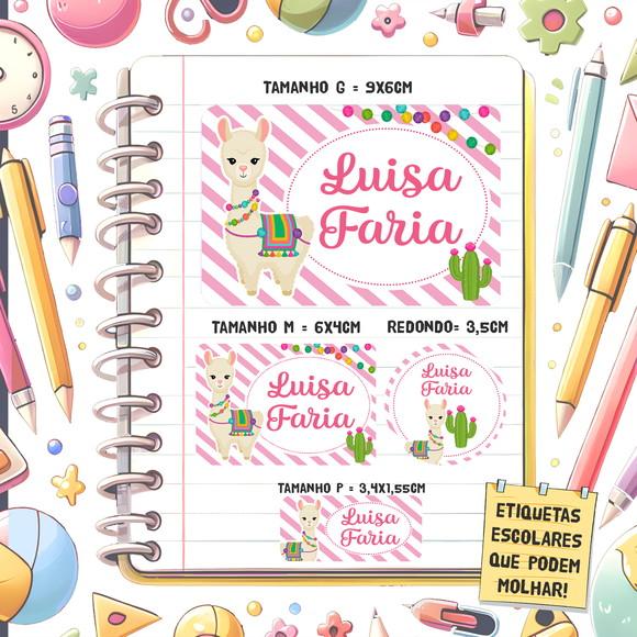 Kit Etiquetas Escolares Lhama 79 Unidades