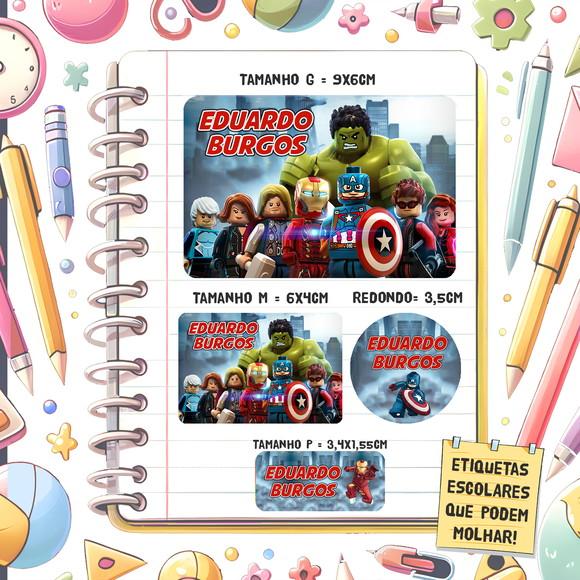 Kit Etiquetas Escolares Lego Marvel 79 Unidades