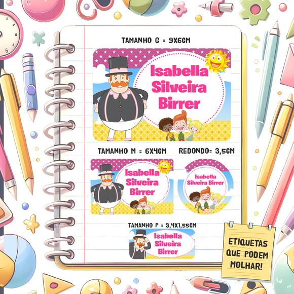 Kit Etiquetas Escolares Mundo Bita Rosa 79 Unidades