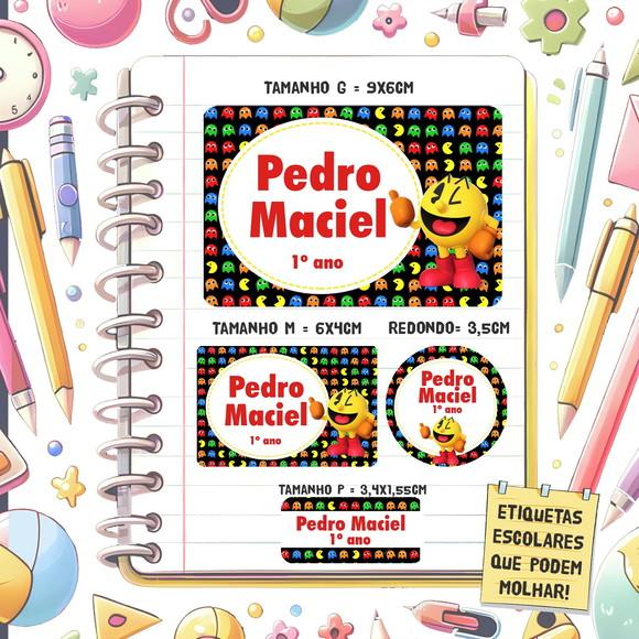 Kit Etiquetas Escolares Pacman 79 Unidades