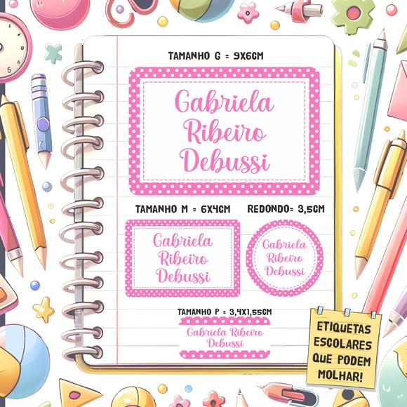Kit Etiquetas Escolares Poá Rosa 79 Unidades
