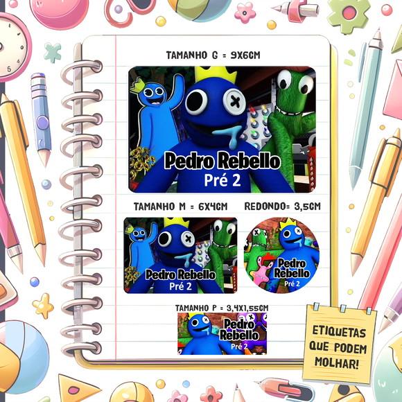 Kit Etiquetas Escolares Rainbow Friends 79 Unidades
