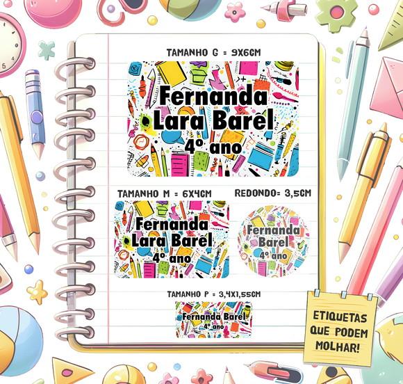 Kit Etiquetas Escolares sem Tema 79 Unidades