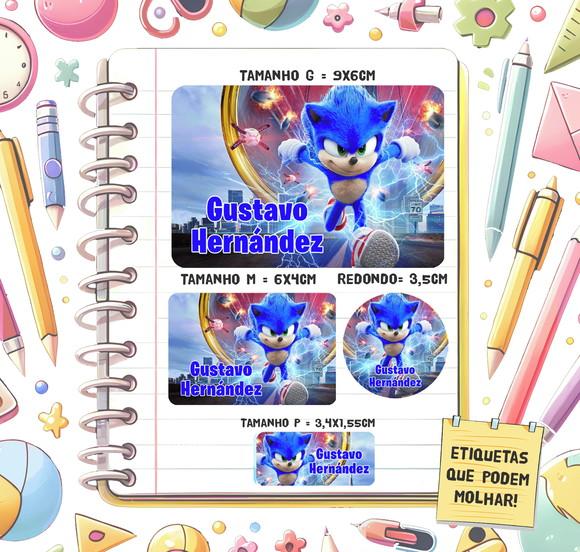 Kit Etiquetas Escolares Sonic Filme 79 Unidades