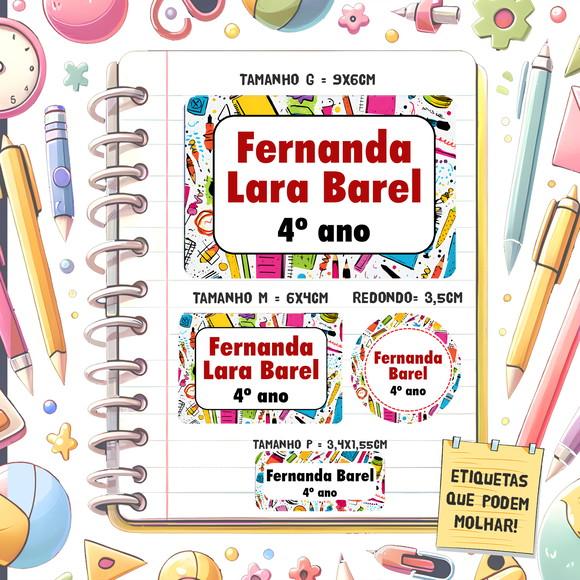 Kit Etiquetas Escolares sem Tema 79 Unidades