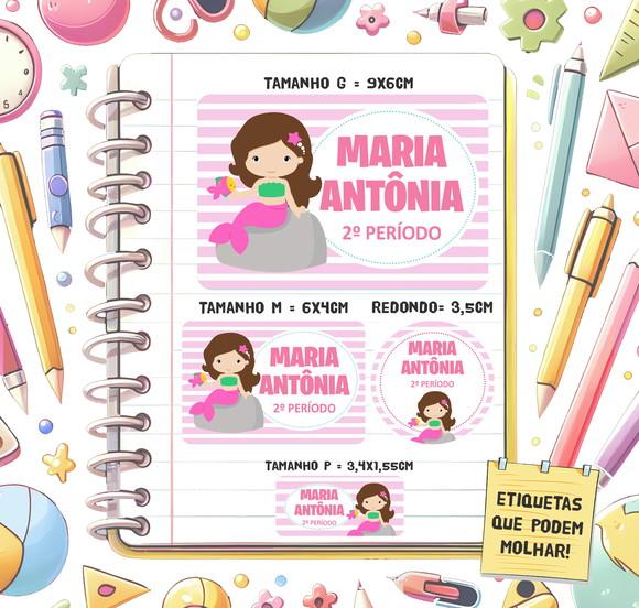 Kit Etiquetas Escolares Sereia 79 Unidades