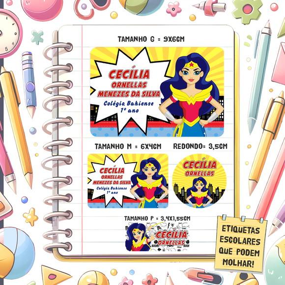 Kit Etiquetas Escolares Super Hero Girl 79 Unidades