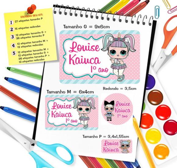 Kit Nº5 com 50 P Etiquetas Escolares Personalizadas Lol
