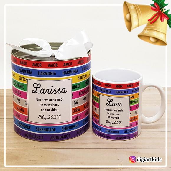 Lata com Caneca de Cerâmica Bons Desejos