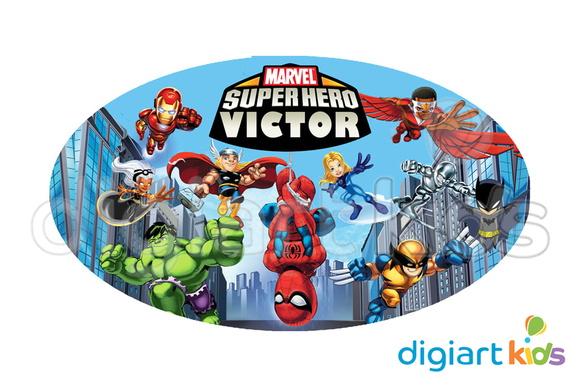 Placa - Painel - Oval - Heróis - 70cm