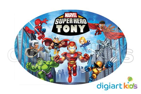 Placa - Painel -Oval - Super Hero - 70cm