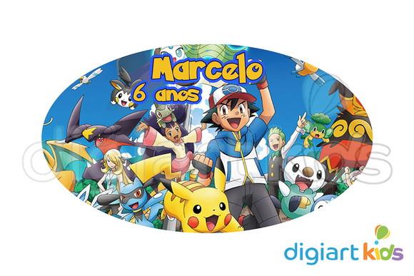 Placa Painel para Decoração Festa Pokemon 100x70cm