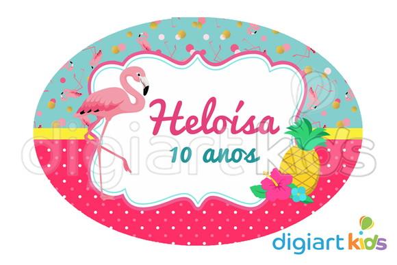 Placa Painel para Decoração Festa Tropical Flamingo