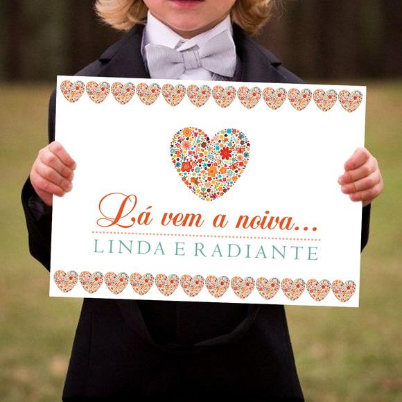 Placa para Casamento - Lá Vem a Noiva