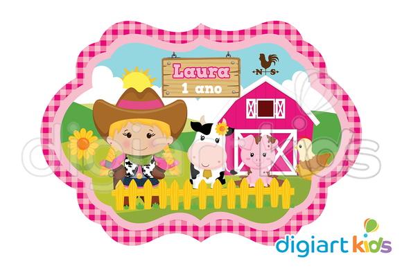 Placa para Decorar - Fazendinha Rosa