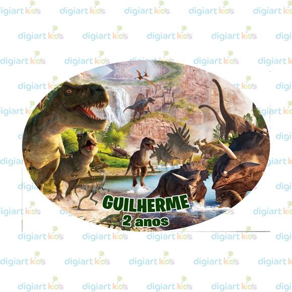 Placa Redonda Painel para Decoração Festa Dinossauros
