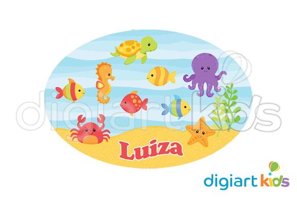 Placa-Painel-Oval - Fundo do Mar - 70cm