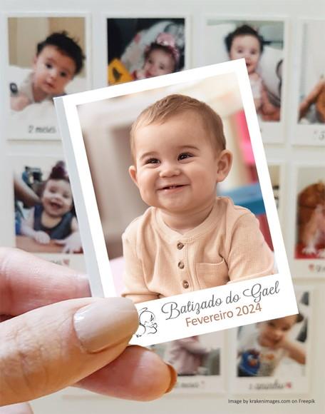Polaroid Imã de Geladeira Batizado